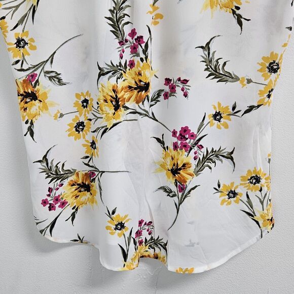 Express Shirt Women's Small White Floral Sheer Collard Top Business Casual - Picture 9 of 14